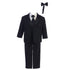 Boys Black Dinner Jacket Vest Bow Tie Zipper Tie Shirt Pant Tuxedo 2T-7 - SophiasStyle.com