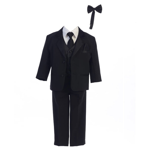 Baby Boys Black Dinner Jacket Vest Bow Tie Zipper Shirt Pant Tuxedo 3-24M - SophiasStyle.com