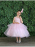 Little Girls Blush Illusion Neckline Lace Organza Flower Girl Dress 2-6 - SophiasStyle.com