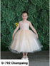 Big Girls Champagne Illusion Neckline Lace Organza Junior Bridesmaid Dress 8-16 - SophiasStyle.com