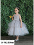 Little Girls Silver Illusion Neckline Lace Organza Flower Girl Dress 2-6 - SophiasStyle.com