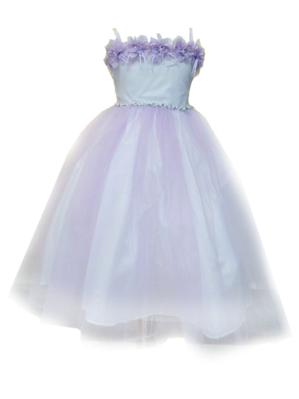Little Girls Lilac Floral Off Shoulder Tulle Flower Girl Dress 2-6 - SophiasStyle.com