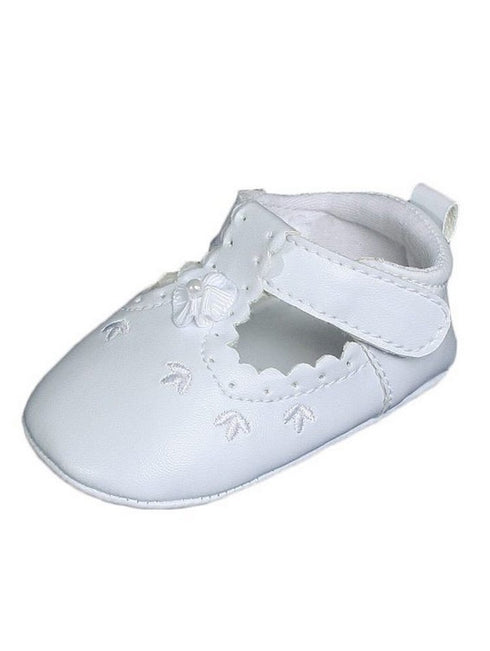 Baby Girls White Faux Leather Mary Jane Crib Shoes 0-3 Baby - SophiasStyle.com