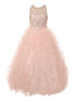 Little Girls Blush Ruffles Rhinestone Illusion Neck Pageant Dress 2-6 - SophiasStyle.com