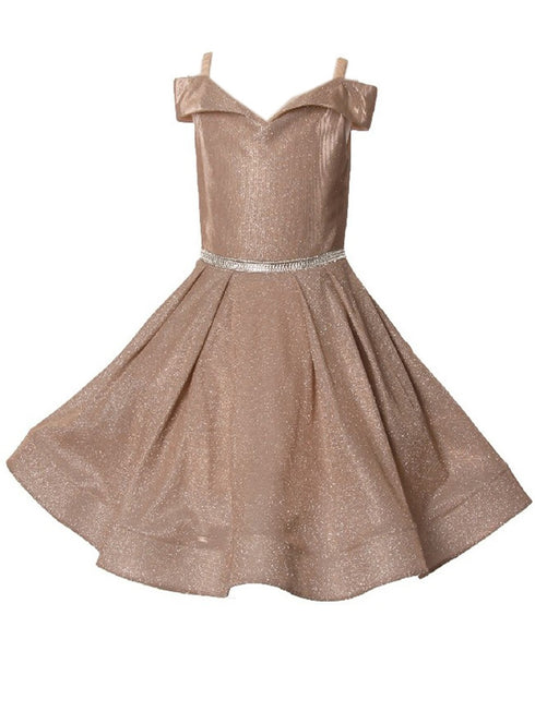 Girls Multi Color Glitter Metallic Off Shoulder Junior Bridesmaid Dress 4-14 - SophiasStyle.com