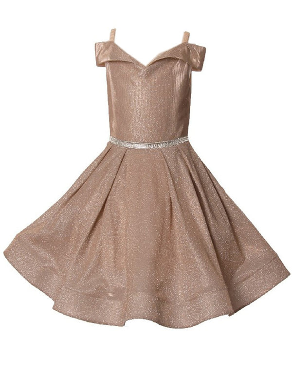 Girls Multi Color Glitter Metallic Off Shoulder Junior Bridesmaid Dress 4-14 - SophiasStyle.com