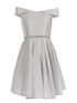 Little Girls Silver Glitter Metallic Off Shoulder Junior Bridesmaid Dress 4-6 - SophiasStyle.com