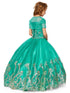 Little Girls Jade Off Shoulder Rhinestone Sweep Train Glitter Mesh Ball Gown 2-6 - SophiasStyle.com