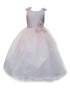 Big Girls Blush Beaded Flower Appliques Tulle Junior Bridesmaid Dress 8-16 - SophiasStyle.com