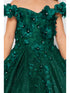 Bliss Big Girls Hunter Green 3D Floral Applique Off Shoulder Ball Gown 8-16 - SophiasStyle.com