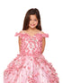 Bliss Little Girls Dusty Rose Off Shoulder 3D Floral Applique Ball Gown 2-6 - SophiasStyle.com
