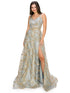 BLISS by Cinderella Couture Open Back Glitter Juniors Dress with Sequin Beaded Waistline, Sizes XS-3XL - SophiasStyle.com