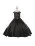 Little Girls Black Rhinestone Crepe Satin Off Shoulder Ball Gown 2-6 - SophiasStyle.com