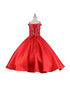 Big Girls Red Rhinestone Crepe Satin Off Shoulder Ball Gown 8-16 - SophiasStyle.com