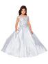 Big Girls White Rhinestone Crepe Satin Off Shoulder Ball Gown 8-16 - SophiasStyle.com