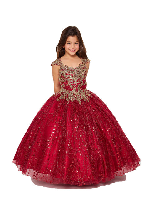 Bliss Girls Gold Coiled Stunning AB Rhinestone Ball Gown 2-16 - SophiasStyle.com