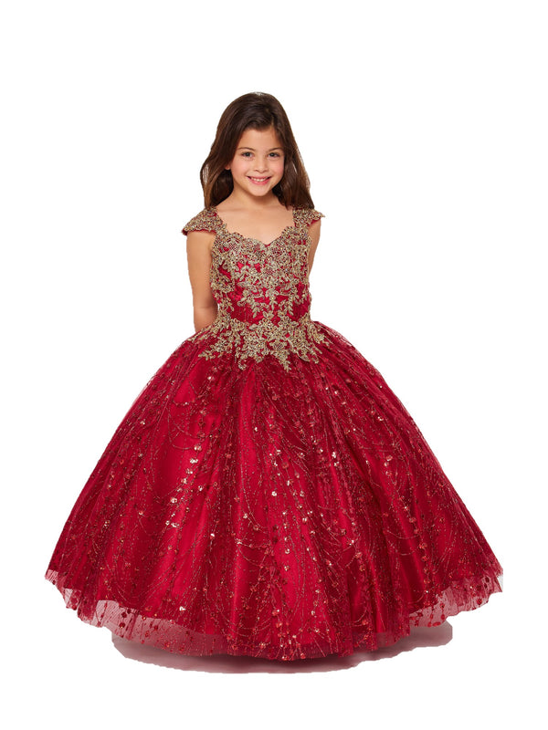 Bliss Girls Gold Coiled Stunning AB Rhinestone Ball Gown 2-16 - SophiasStyle.com