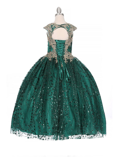 Bliss Girls Gold Coiled Stunning AB Rhinestone Ball Gown 2-16 - SophiasStyle.com