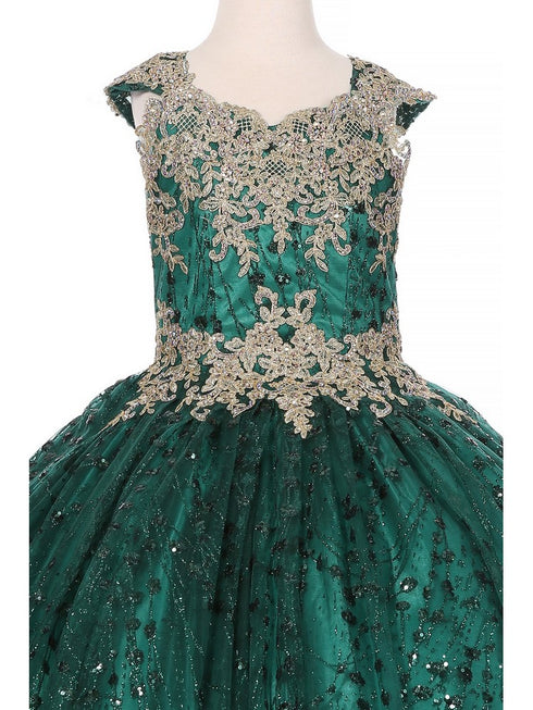 Bliss Girls Gold Coiled Stunning AB Rhinestone Ball Gown 2-16 - SophiasStyle.com