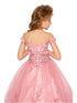 Bliss Little Girls Dusty Rose Sweetheart Off Shoulder 3D Floral Ball Gown 2-6 - SophiasStyle.com
