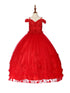 Bliss Big Girls Red Sweetheart Off Shoulder 3D Floral Ball Gown 8-16 - SophiasStyle.com