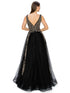 Bliss Golden Coil Lace Studded Illusion Tulle V-Neck Dress for Women, Sizes XS-3XL - SophiasStyle.com