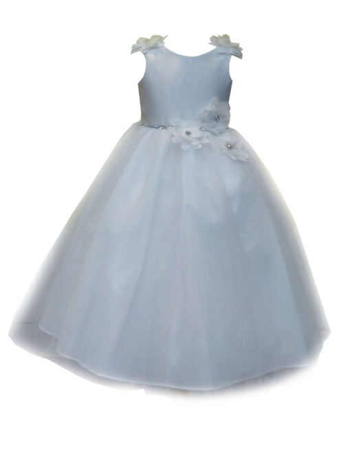 Little Girls Ivory Beaded Flower Appliques Tulle Flower Girl Dress 2-6 - SophiasStyle.com