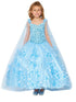 Bliss Big Girls Blue 3D Stone Pearl Sweetheart Floral Cape Ball Gown 8-16 - SophiasStyle.com