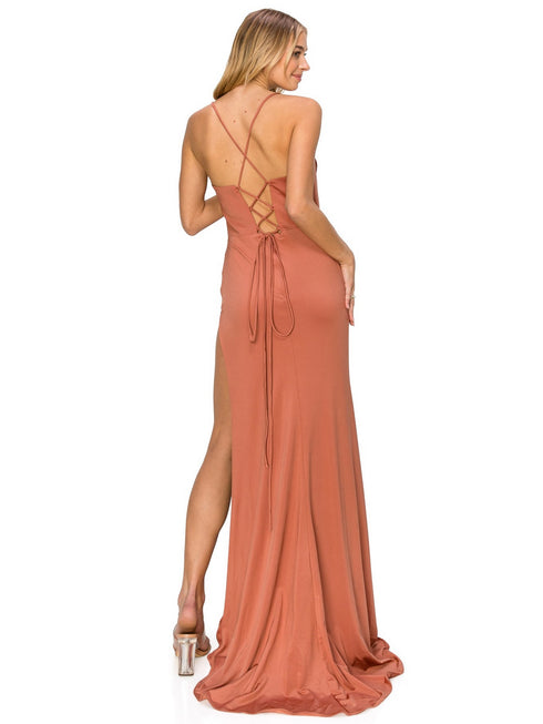 Bliss Stretch Gown for Women with Adjustable Corset Back and Draped Neckline, Sizes XS-3XL - SophiasStyle.com