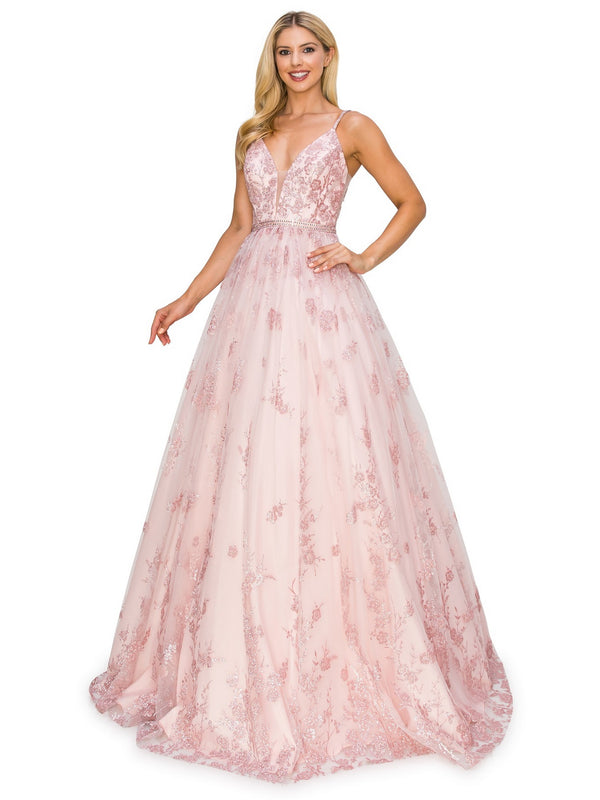 Bliss Multi Color Glittered Embroidered Applique Beaded Gown for Women, Sizes XS-3XL - SophiasStyle.com