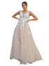 Bliss Champagne Gardenia Floral Lace A Line Gown for Women, Sizes XS-3XL - SophiasStyle.com