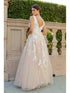 Bliss Champagne Gardenia Floral Lace A Line Gown for Women, Sizes XS-3XL - SophiasStyle.com
