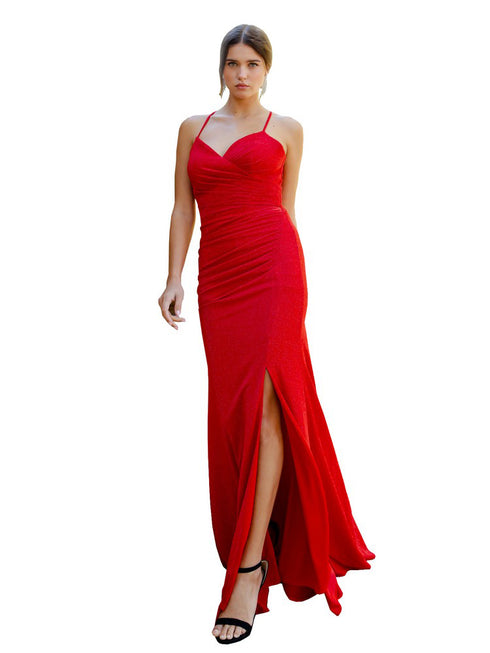 Bliss Multi Color Sparkle Shiny Stretch Leg Slit Party Gown for Women, Sizes XS-3XL - SophiasStyle.com