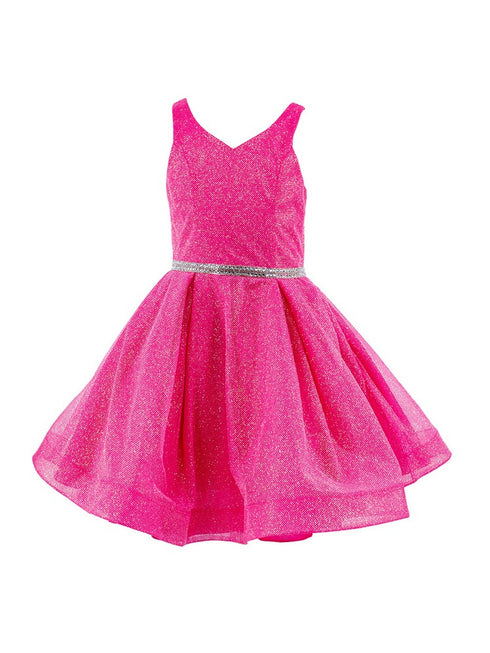 Cinderella Couture Big Girls Multi Color Glitter Mesh V Neck Short Dress 4-16 - SophiasStyle.com