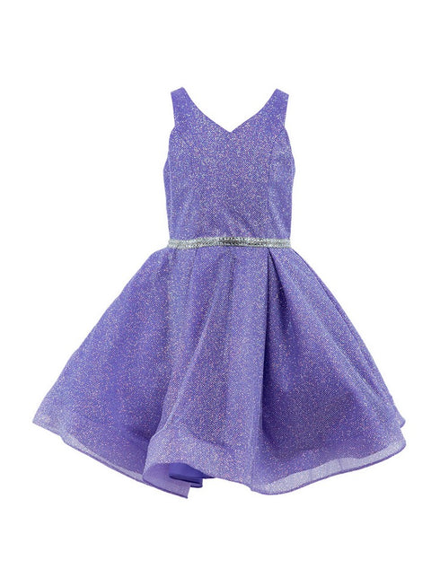 Cinderella Couture Big Girls Multi Color Glitter Mesh V Neck Short Dress 4-16 - SophiasStyle.com