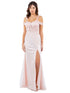 Bliss 3D Flower Applique Beaded Sequin Slit Gown for Women, Sizes XS-3XL - SophiasStyle.com