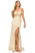 Bliss 3D Flower Applique Beaded Sequin Slit Gown for Women, Sizes XS-3XL - SophiasStyle.com