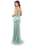 Bliss 3D Flower Applique Beaded Sequin Slit Gown for Women, Sizes XS-3XL - SophiasStyle.com