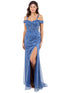 Bliss 3D Flower Applique Beaded Sequin Slit Gown for Women, Sizes XS-3XL - SophiasStyle.com
