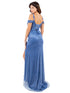 Bliss 3D Flower Applique Beaded Sequin Slit Gown for Women, Sizes XS-3XL - SophiasStyle.com