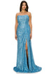 Bliss Fitted Strapless Ruched Sequin Slit Gown for Women, Sizes XS-3XL - SophiasStyle.com