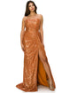 Bliss Fitted Strapless Ruched Sequin Slit Gown for Women, Sizes XS-3XL - SophiasStyle.com