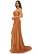 Bliss Fitted Strapless Ruched Sequin Slit Gown for Women, Sizes XS-3XL - SophiasStyle.com