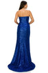 Bliss Fitted Strapless Ruched Sequin Slit Gown for Women, Sizes XS-3XL - SophiasStyle.com