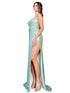 Bliss 3D Flower Applique Rhinestone Bead Sequin Accent Slit Gown for Women, Sizes XS-3XL - SophiasStyle.com