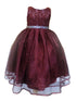 Little Girls Burgundy Lace Sequin Belt Glitter Tulle Flower Girl Dress 2-6 - SophiasStyle.com