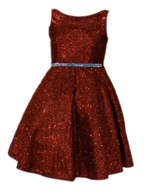 Girls Red Glitter Metallic Junior Bridesmaid Dress 8-16 - SophiasStyle.com