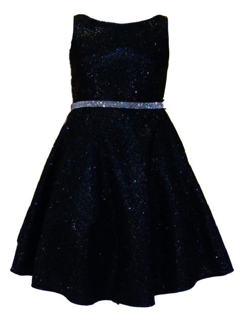 Little Girls Black Glitter Metallic Flower Girl Dress 2-6 - SophiasStyle.com