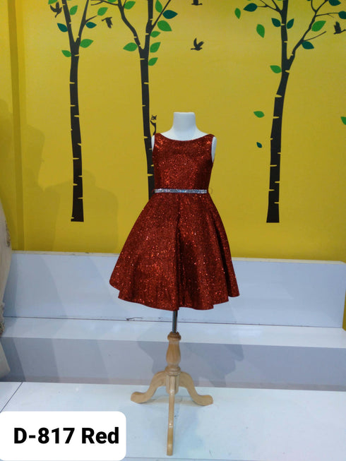Little Girls Red Glitter Metallic Flower Girl Dress 2-6 - SophiasStyle.com