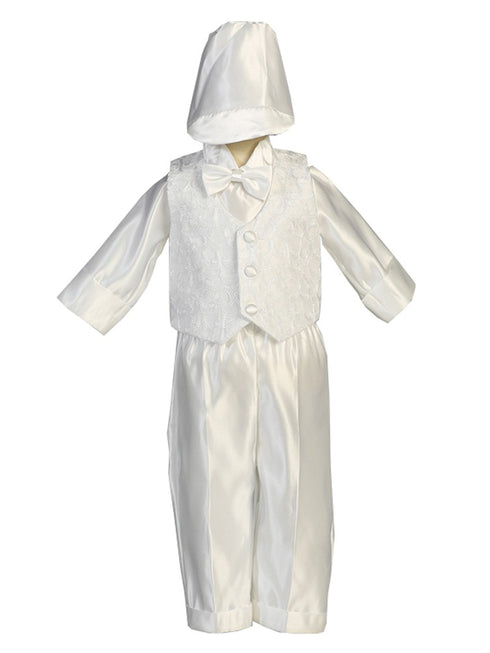 Lito Baby Boys White Embroidered Vest Satin Shirt Pants Christening Set 3-24M - SophiasStyle.com
